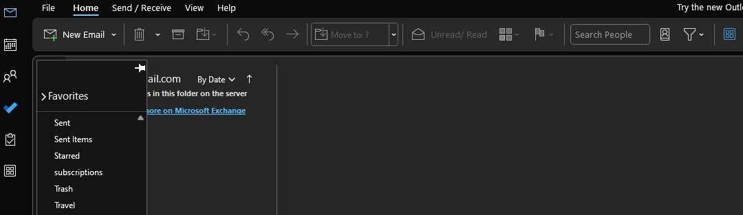 Screenshot of Outlook mailbox.